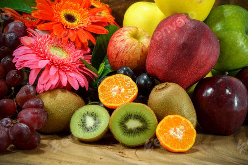 Preview: Fruit Of Various Kinds On Wood.