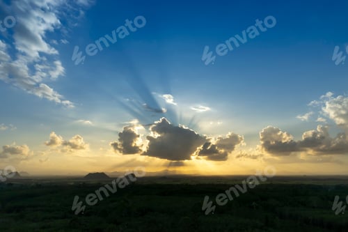 Preview: Landscape The Mountain And Cloud With Sunlight.