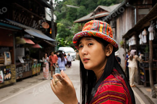 Preview: Travelers Thai Women People Travel Visit Rest Relax And Take Photo In Baan Mae Kampong Village