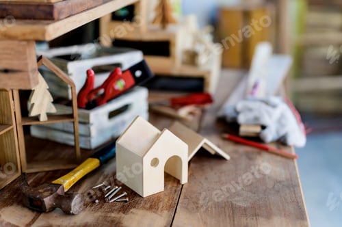 Preview: Carpenter Working In Carpentry Shop. Woodwork For Furniture And Home Decor Making Concept. Diy Wood