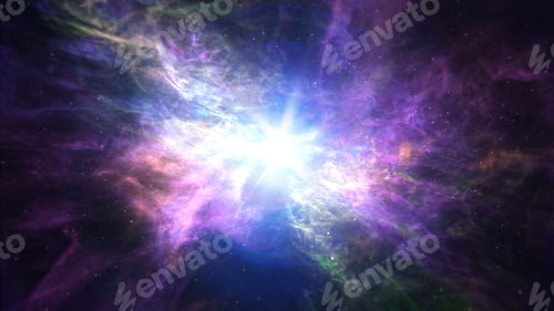 Preview: Glowing Nebula in Deep Purple and Blue Space