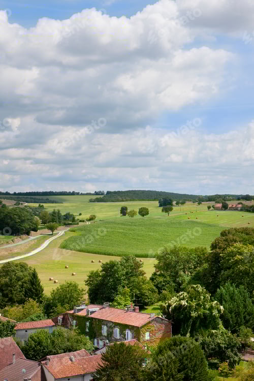 Preview: Rooftops Of Idyllic Village, Bourdeilles, Dordogne, France