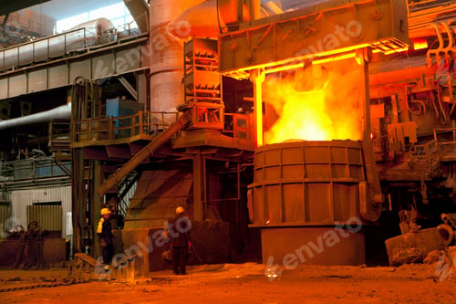 Preview: A Wide Shot Of Engineers Standing In A Forged Steel Foundry.