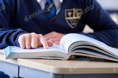 Preview: A Close Up Shot Of A Student'S Fingers Pointing On A Page Of A Book.