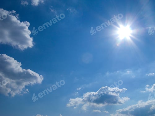 Preview: Blue Sky with Clouds and Bright Sun