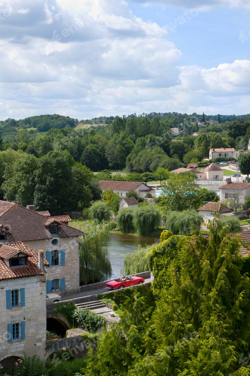 Preview: Rooftops Of Idyllic Village, Bourdeilles, Dordogne, France