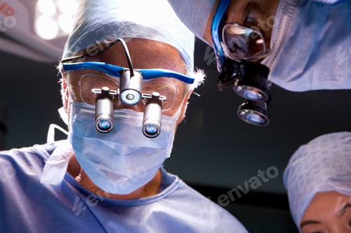 Preview: Two Skilled Surgeons Performing A Complex Surgery With The Use Of Latest Equipment And Gear In A