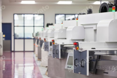 Preview: Horizontal Shot With Focus On The Front Lathe Cutting Machine In A Manufacturing Plant With A Copy
