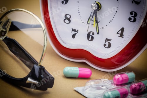 Preview: Some Pills And Red Clock, Daily Medication Treatment