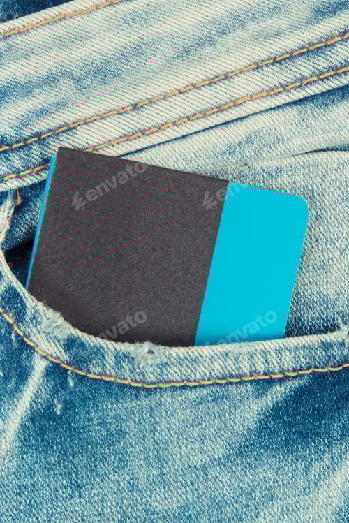 Preview: Denim Pocket with a Black and Blue Card