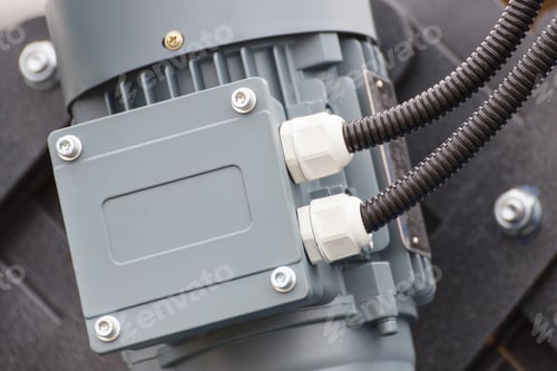 Preview: Electrical Box With Connected Cables. Detail And Part Of Electric Engine. Part Of Industrial