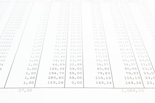 Preview: Closeup Of Business Data Report, Monthly Stock Stats Spreadsheet