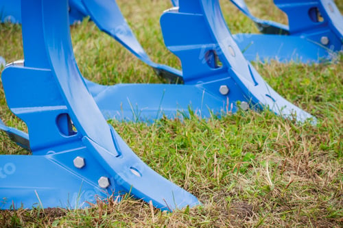 Preview: Part And Detail Of Agricultural Blue Plow, Modern Technology In Agriculture Concept