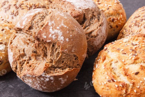 Preview: Fresh Baked Wholegrain Rolls Or Bread For Breakfast