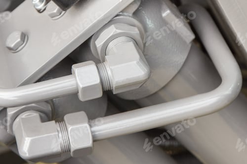 Preview: Detail And Part Of Industrial Hydraulic Or Pneumatic Machine. Hydraulic Mechanism. Engineering And