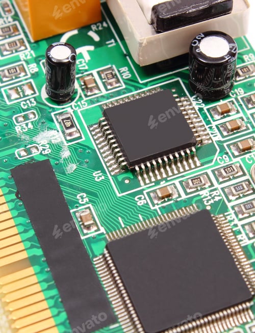 Preview: Printed Circuit Board With Electrical Components, Concept Of Technology