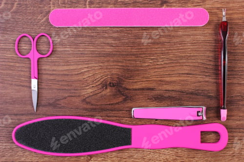 Preview: Accessories For Manicure Or Pedicure, Concept Of Nail, Hand And Foot Care, Copy Space For Text Or
