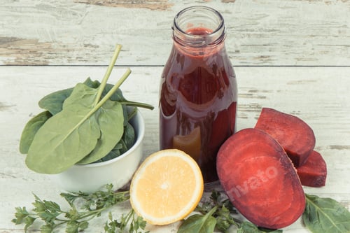 Preview: Fresh Juice Made Of Ripe Beetroot As Snack Or Dessert Containing Healthy Natural Minerals And