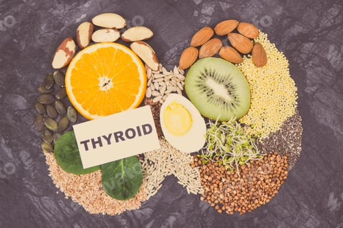 Preview: Ingredients As Best Food For Healthy Thyroid. Natural Eating Containing Vitamins And Minerals