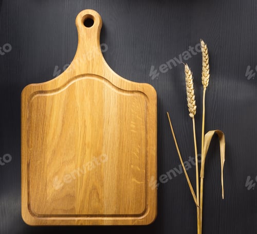 Preview: Ears Of Wheat And Board On Wooden Background