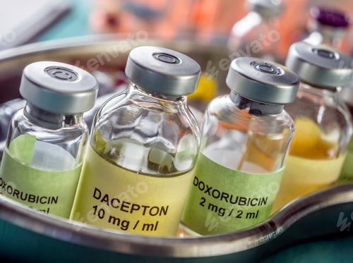 Preview: Different Vials With Medication Used For The Cure Of Cancer, Conceptual Image