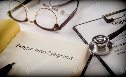 Preview: Dengue Virus Symptoms, Book Together To Form Of Diagnosis, Conceptual Image