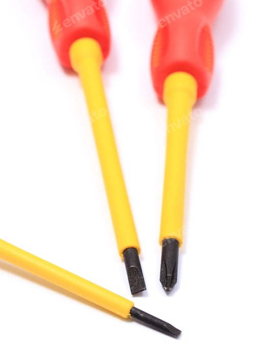 Preview: Screwdrivers Isolated On White Background, Work Tools For Engineer, Accessories For Engineering Work
