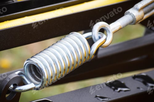 Preview: Hard Spring Made Of Steel. Part And Detail Of Industrial Or Agricultural Machine. Technology