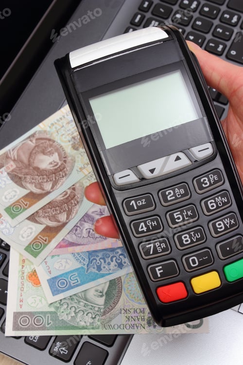 Preview: Hand Of Woman Using Payment Terminal, Enter Personal Identification Number, Credit Card Reader