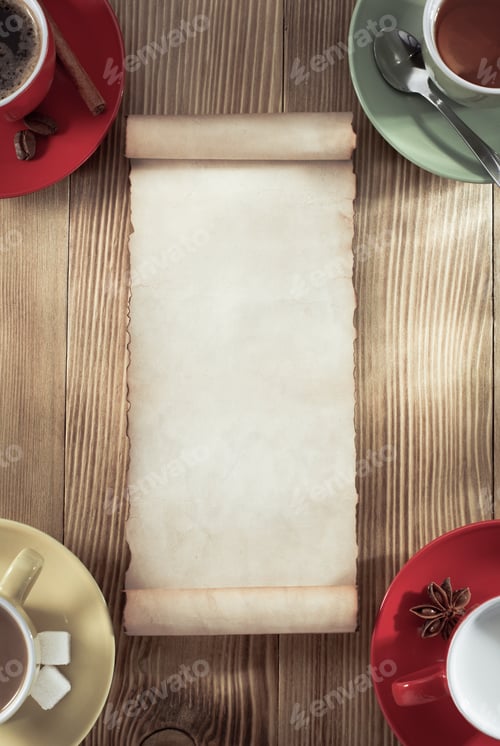 Preview: Cup Of Tea, Milk, Coffee On Wooden Background
