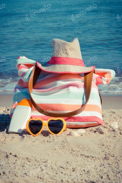 Preview: Accessories For Relax Or Sunbathing And Children Toys For Playing On Sand At Beach. Travel And