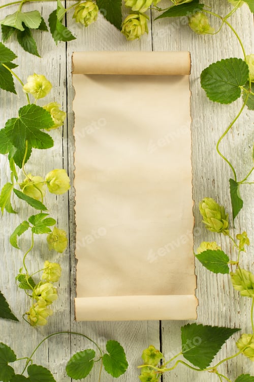 Preview: Hop Cones On Wooden Background