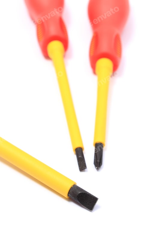 Preview: Screwdrivers Isolated On White Background, Work Tools For Engineer, Accessories For Engineering Work