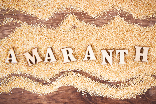 Preview: Inscription Amaranth And Seeds Containing Natural Minerals, Vitamins And Dietary Fiber, Concept Of