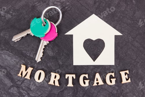 Preview: Keys, Home Shape And Inscription Mortgage, Concept Of Buying House