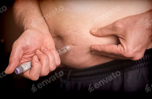 Preview: Man Daily Dose Of Insulin In The Belly, Conceptual Image