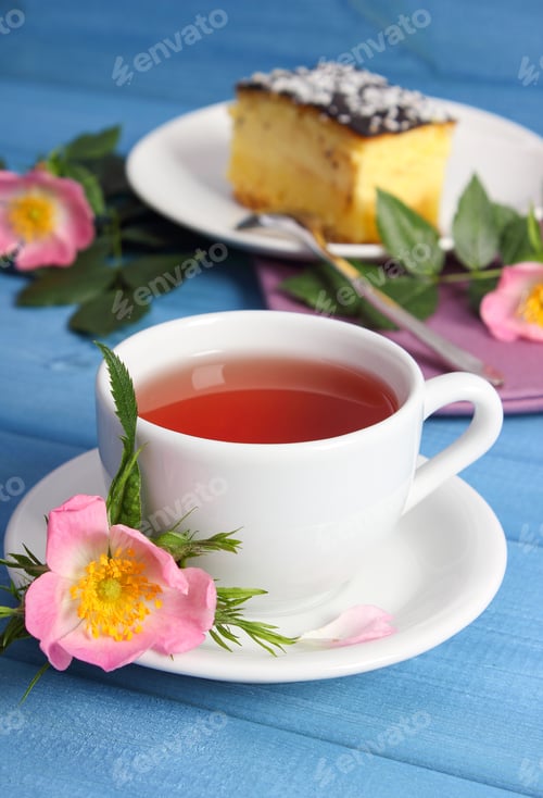 Preview: Tea Time with Cake and Pink Flowers