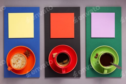 Preview: Cup Of Coffee At Abstract Background, Paper Surface Texture