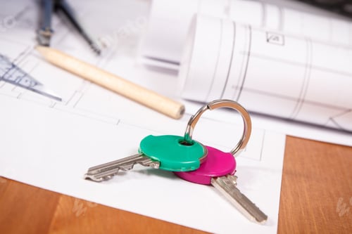Preview: Home Keys, Electrical Diagrams Or Drawings And Accessories For Use In Engineer Jobs, Concept Of