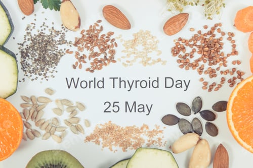 Preview: Inscription World Thyroid Day 25 May And Best Food As Source Natural Minerals And Vitamins For