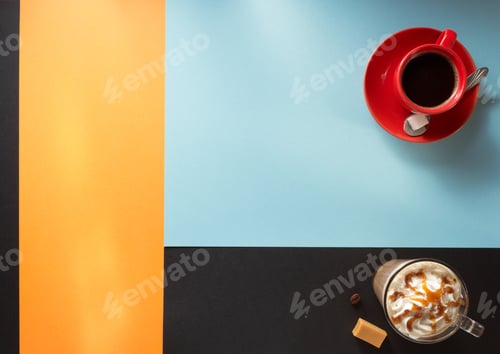 Preview: Cup Of Coffee At Abstract Colorful Background