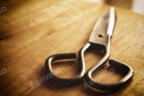 Preview: Old Scissors On The Wooden Background