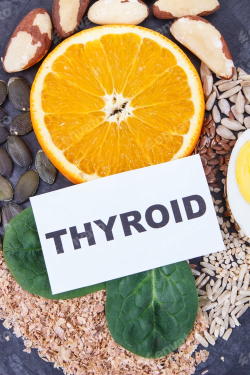 Preview: Nutritious Natural Ingredients For Healthy Thyroid. Food Containing Vitamins And Minerals. Problems