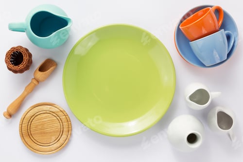 Preview: Kitchenware Set At White Background, Top View