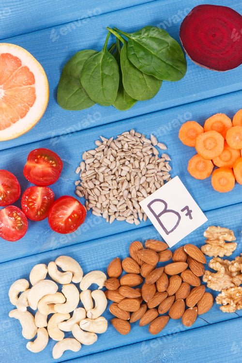Preview: Healthy Products And Ingredients As Source Vitamin B7, Dietary Fiber And Natural Minerals, Concept