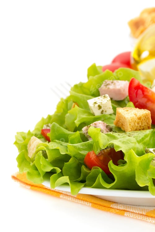 Preview: Salad In Plate Isolated On White Background