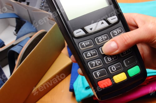 Preview: Use Payment Terminal For Paying For Purchases In Store, Enter Personal Identification Number