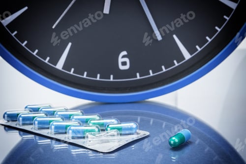 Preview: Some Pills And Red Clock, Daily Medication Treatment
