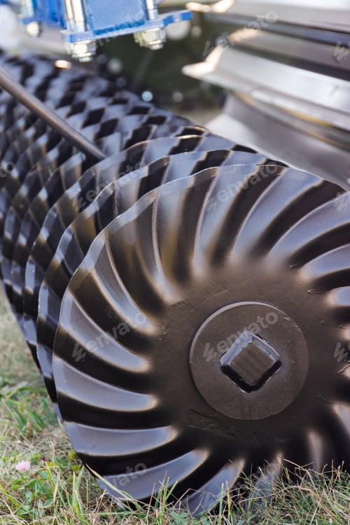 Preview: Black Part And Detail Of Agricultural Disk Harrow. Concept Of Modern Technology In Agriculture