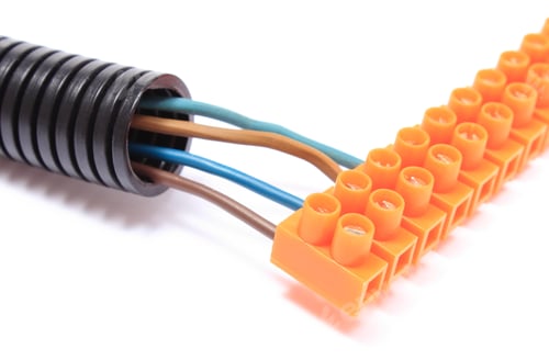 Preview: Corrugated Plastic Pipe And Electrical Cable With Connection Cube, Component For Use In